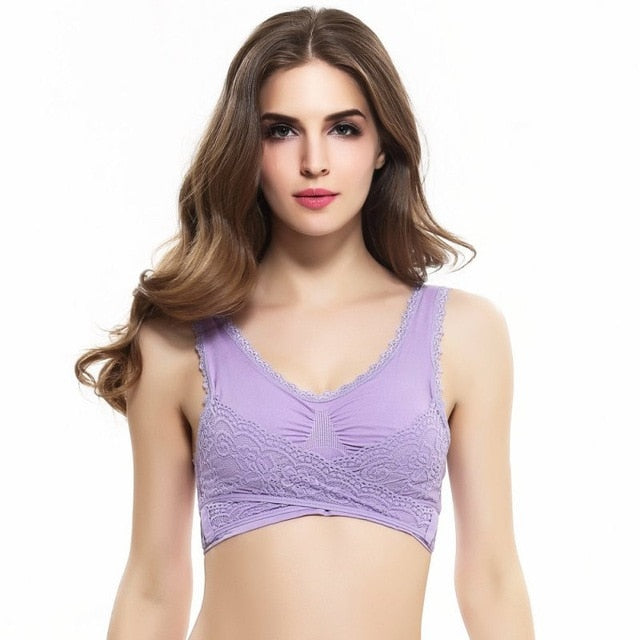 Generic Plus Size Bra Solid Cross Side Buckle Bras Sexy Lace Bralette  Wireless Sleep Underwear Sport Cropped @ Best Price Online